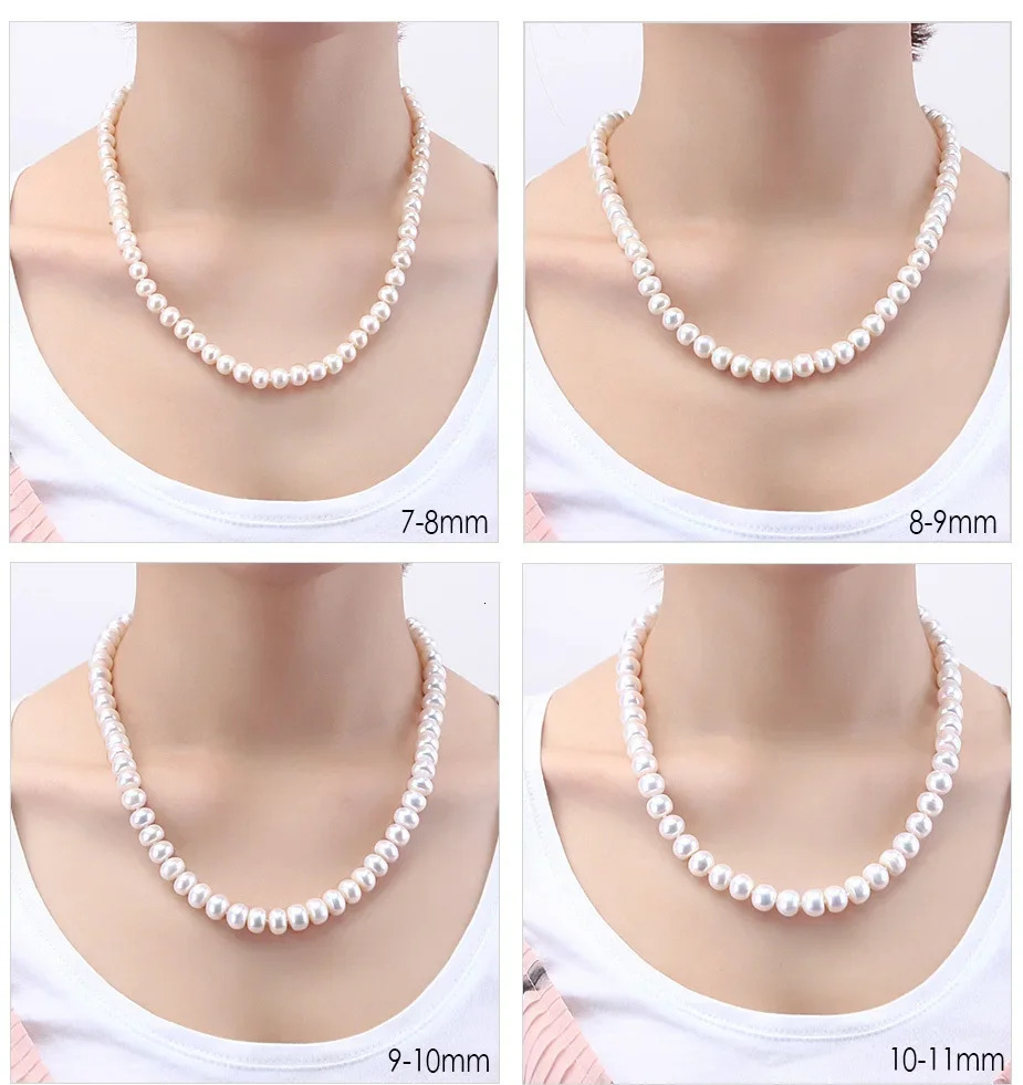 Dainashi Top Quality AAAA High Luster 6-11mm Natural Freshwater Pearl Necklace For Women Wedding Gift 45cm 925 Silver Clasp 250222
