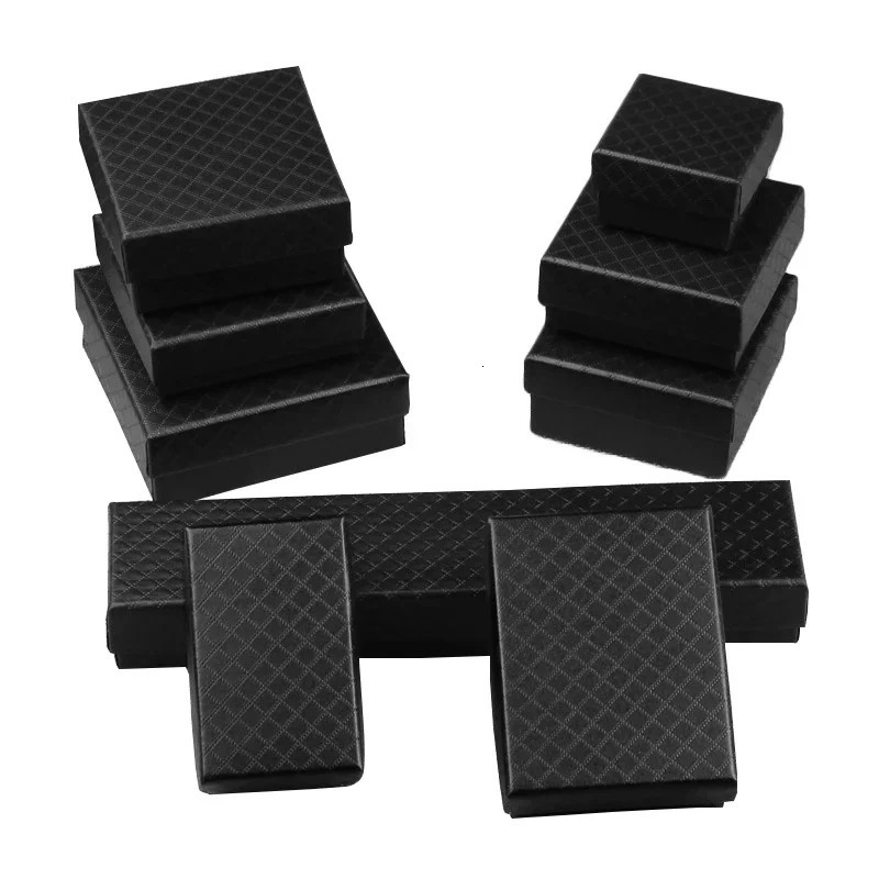 24pc Black Cardboard Jewelry Set Box For Pendant Necklace Earring Ring Boxes Packaging Paper Jewellry Organizer Storage Gift Box 250222