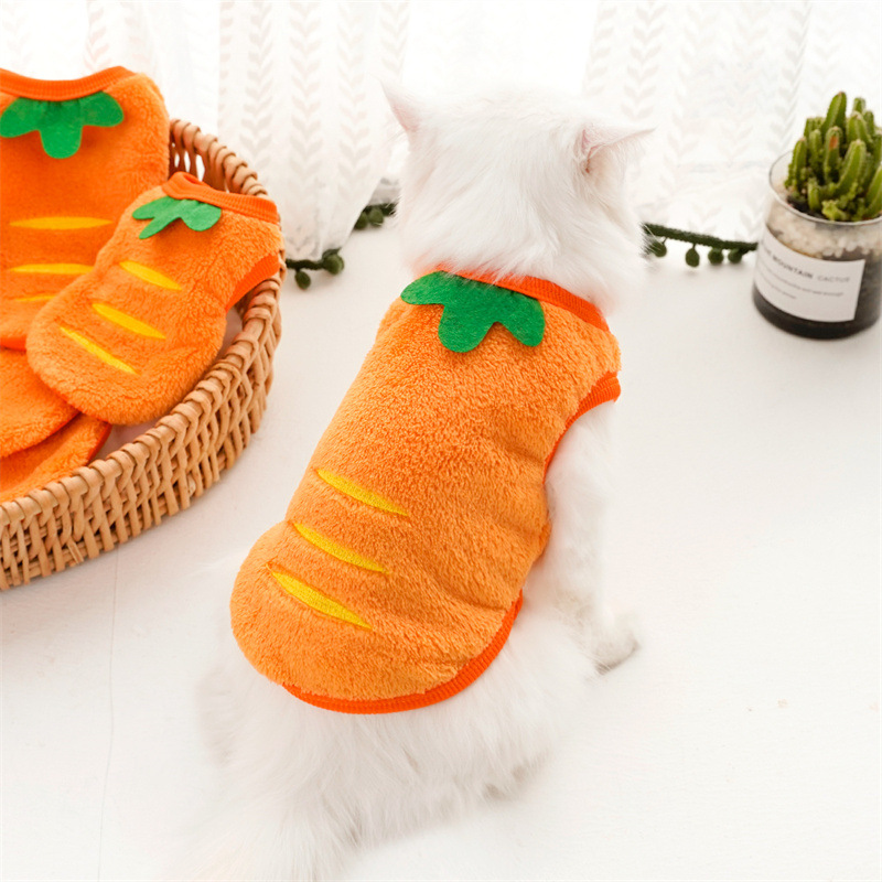 Winter - warm Carrot - themed Pet Clothes for Dogs like Teddy, Bichon Frise, Corgi, Pomeranian and Cats