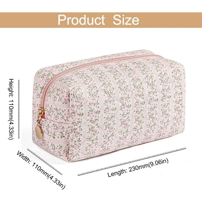 Ship from US Travel Cosmetic Bag Ladies Girl Zipper Floral Toiletries Organizer Makeup Portable Storage 250227FBB