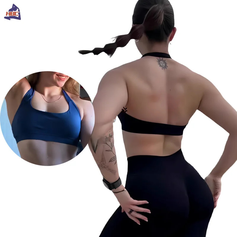 HBC Womens Sports Bra High Impact Halter Top Push-up Fitness Workout Underwear Seamless Gym Tops Yoga Bra 250226