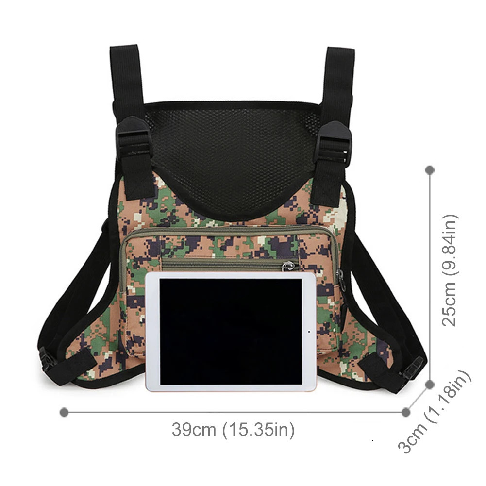 Ship from US Fashion Chest Bag Waist HipHop Street Large Capacity Sports Pouch Multifunction Front Pack Outdoor Running Vest 250227FBB