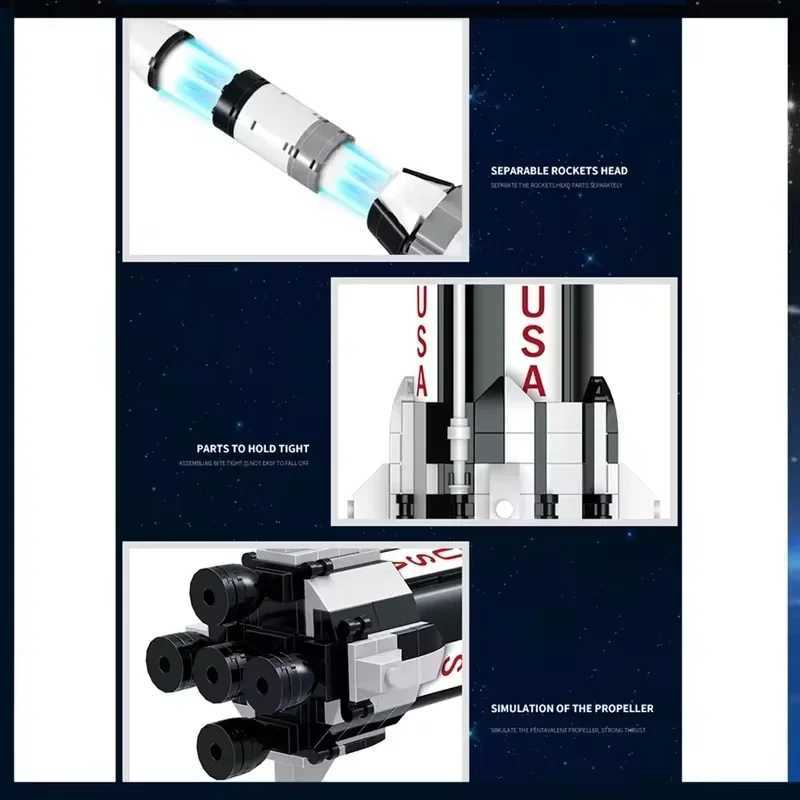 New 1900+PCS The Apollo Saturn Building Blocks Space Rocket Idea Series B Educational Toys For Children Birthday Xmas Gifts Y250227
