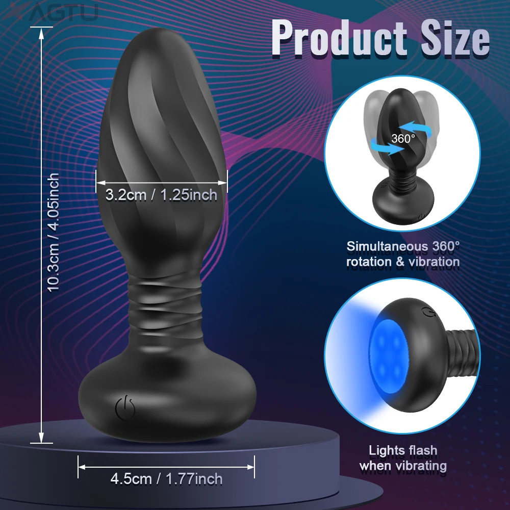 APP Control Rotation Butt Plug for Men Women Wiggle Anal Vibrator Gay Anal Plug with LED Adult Sex Toy for Couples Sex Supplies 250320