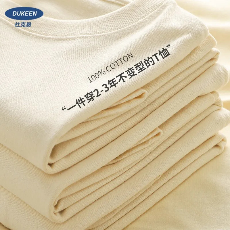 Dukeen 280gsm Oversized Heavy TShirt for Men Summer Short Sleeve Tee Cotton Solid Color Top Casual T Shirts 250225
