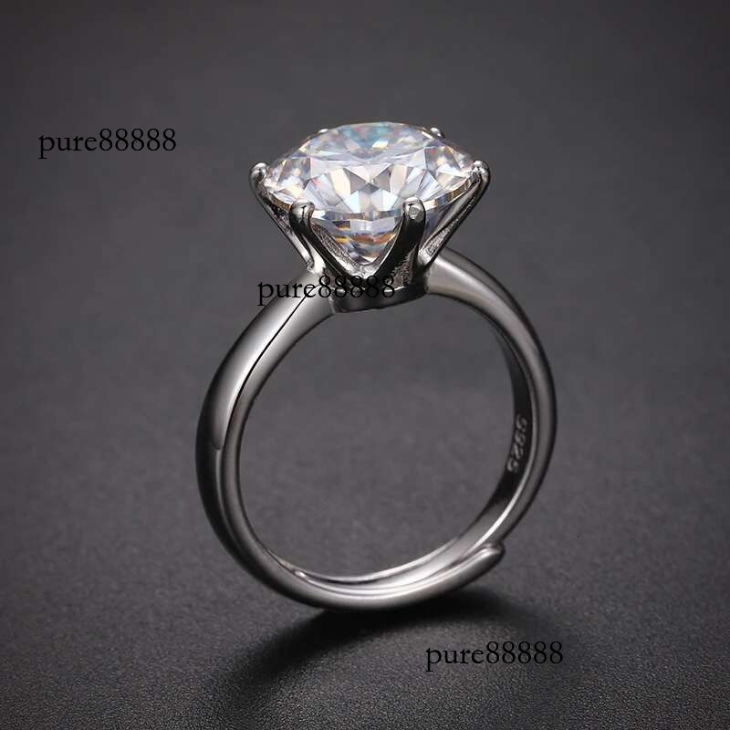 0.5-5ct Sterg Sier Classic Style Dia Jewelry Moissanite Wedding Party Anniversary Adjustable Size Ring