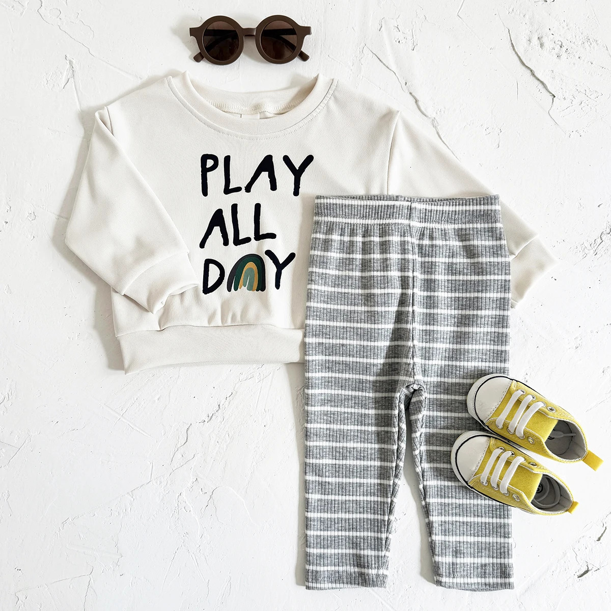 Baby Girl Clothing Sets Letter Print Pullover Infant Suit Boys Spring Autumn Long Sleeve TopBottom Stylish Toddler 2Pcs 250227