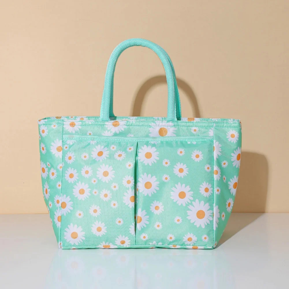 Ship from US 1 Oxford cloth large capacity lunch bag daisy printing work food bento insulated picnic cooler 250227FBB