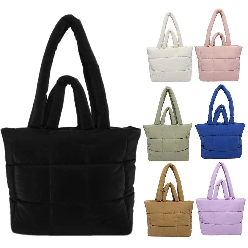 Ship from US Women Puffer Tote Bag Fashion Shoulder Large Capacity Soft Cloud Quilted Purse Stylish Commuting 250227FBB