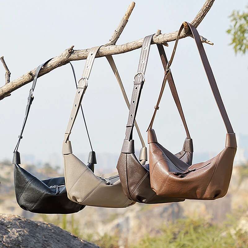 Toptrends 100% Genuine Leather Crescent Moon Shoulder Crossbody Bags For Women 2025 Designer Hobo Purses Ladies Handbags