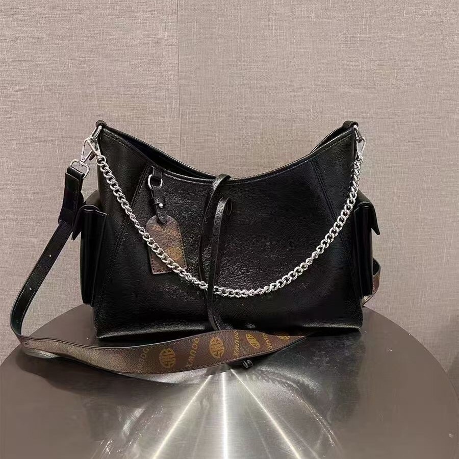 toteBag Shoulder bag ROSE NOIRE Chain Motorcycle Simulation Tote Women's Leather High-End Feeling Summer Single Shoulder Crossbody Shopping Bag