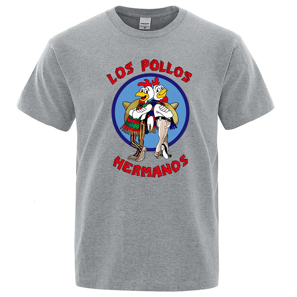 LOS POLLOS Hermanos Funny Printed T-Shirt Men Fashion Casual Short Sleeves Summer Cotton Breathable Tshirt Chicken Brothers Tee 250227