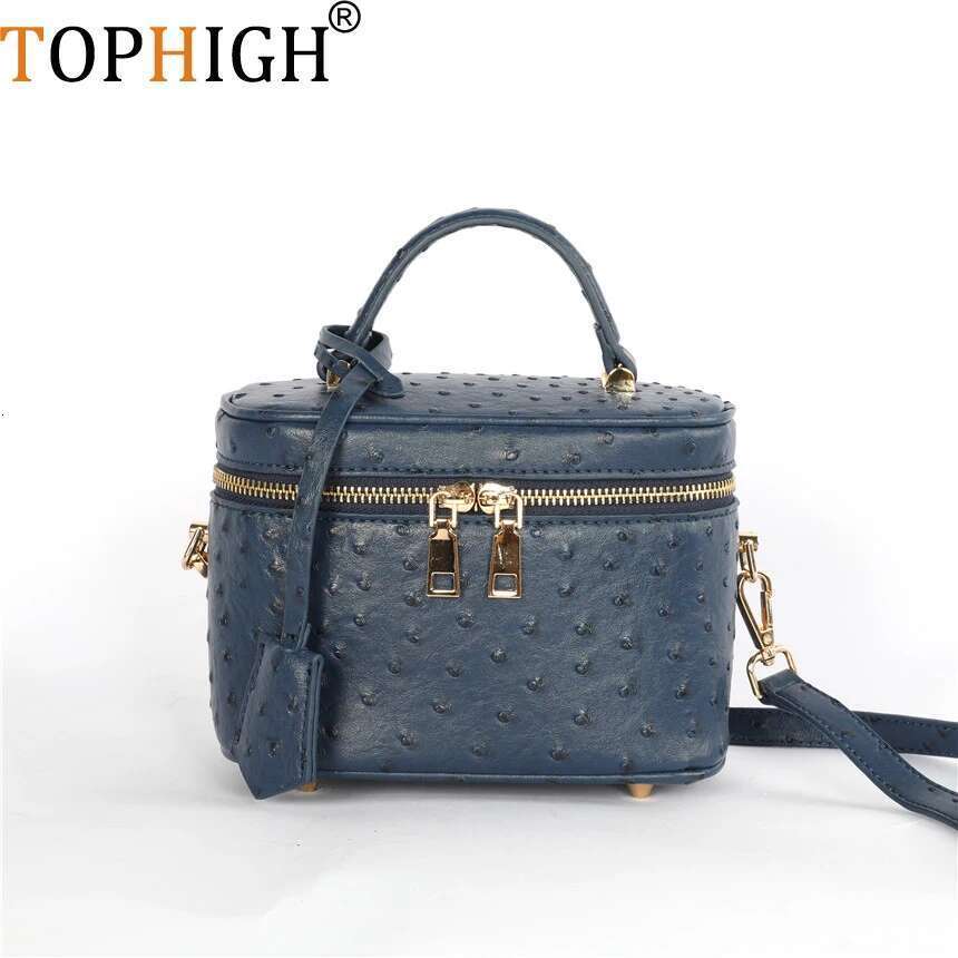 Women's Bags TOPHIGH Fashion Newly Tote Clutch Box For Women Ostrich Patern Leather Shoulder Bag Ins Hot Sales Snake Purse Handbag
