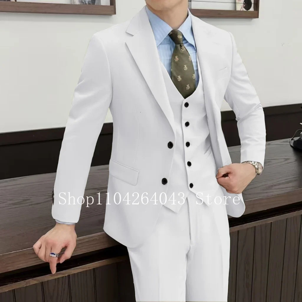 Mens tailcoat 3-piece jacket jacket and pants set notch lapel elegant wedding dress business evening gown party set 250224