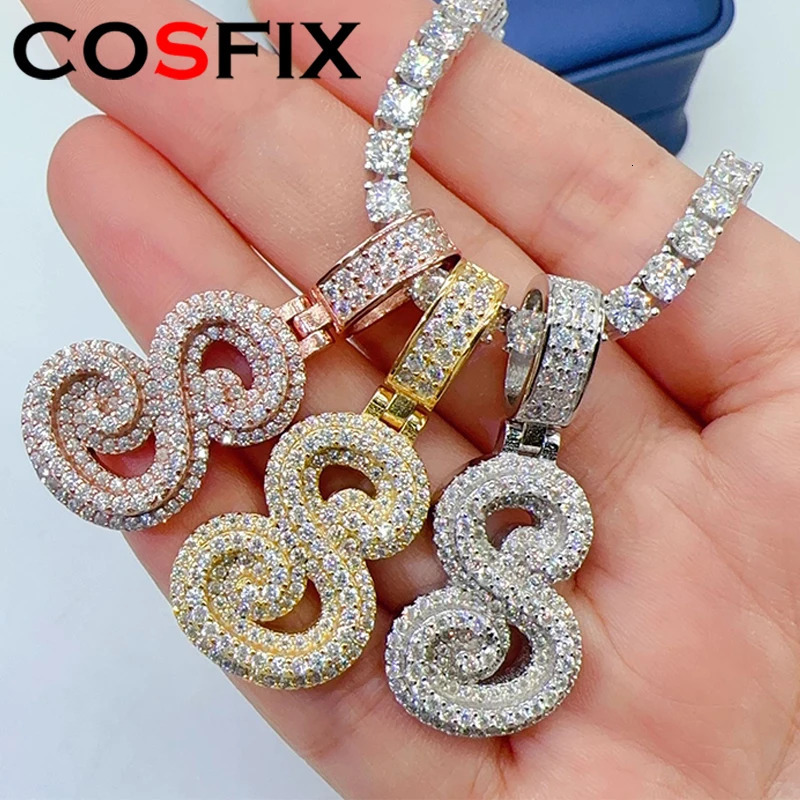 Hiphop K D S Letter Pendant s925 Sterling Silver D Color Alphabet Pendant Necklace for Women Men INS Gift 250227
