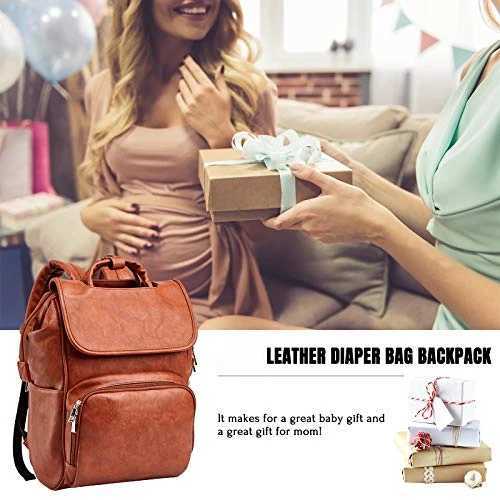 Diaper Bags PU Leather Diaper Bag Backpack Unisex Baby Travel Bag with Changing Mat Large Capacity Travel Diaper Backpack for Mom Y250227L743