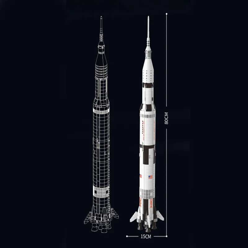 New 1900+PCS The Apollo Saturn Building Blocks Space Rocket Idea Series B Educational Toys For Children Birthday Xmas Gifts Y250227