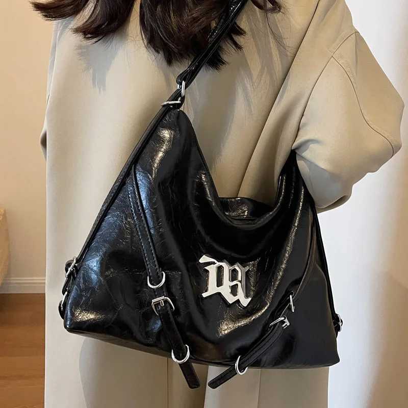 Moto Biker Vintage Bags For Womens Luxury Designer Handbags Purses 2023 New In PU Sequined Belt Buckle Large Capacity ShoulderXJ250227