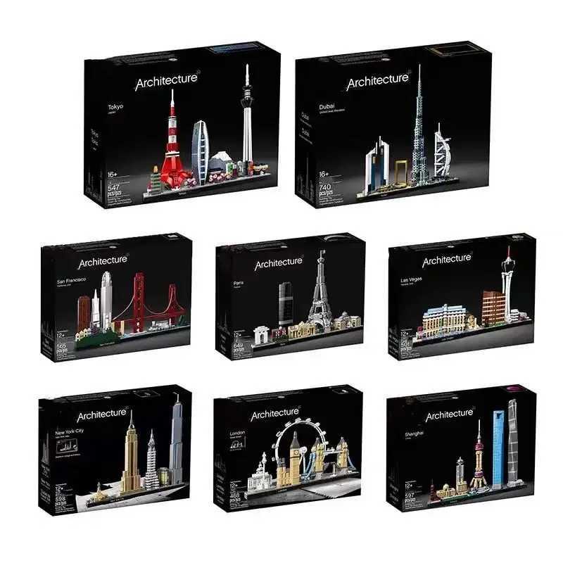 New York London Pairs Dubai Lanmark City Skyline Building Blocks 21052 21044 21028 21034 21032 21027 Construction B Set Y250227