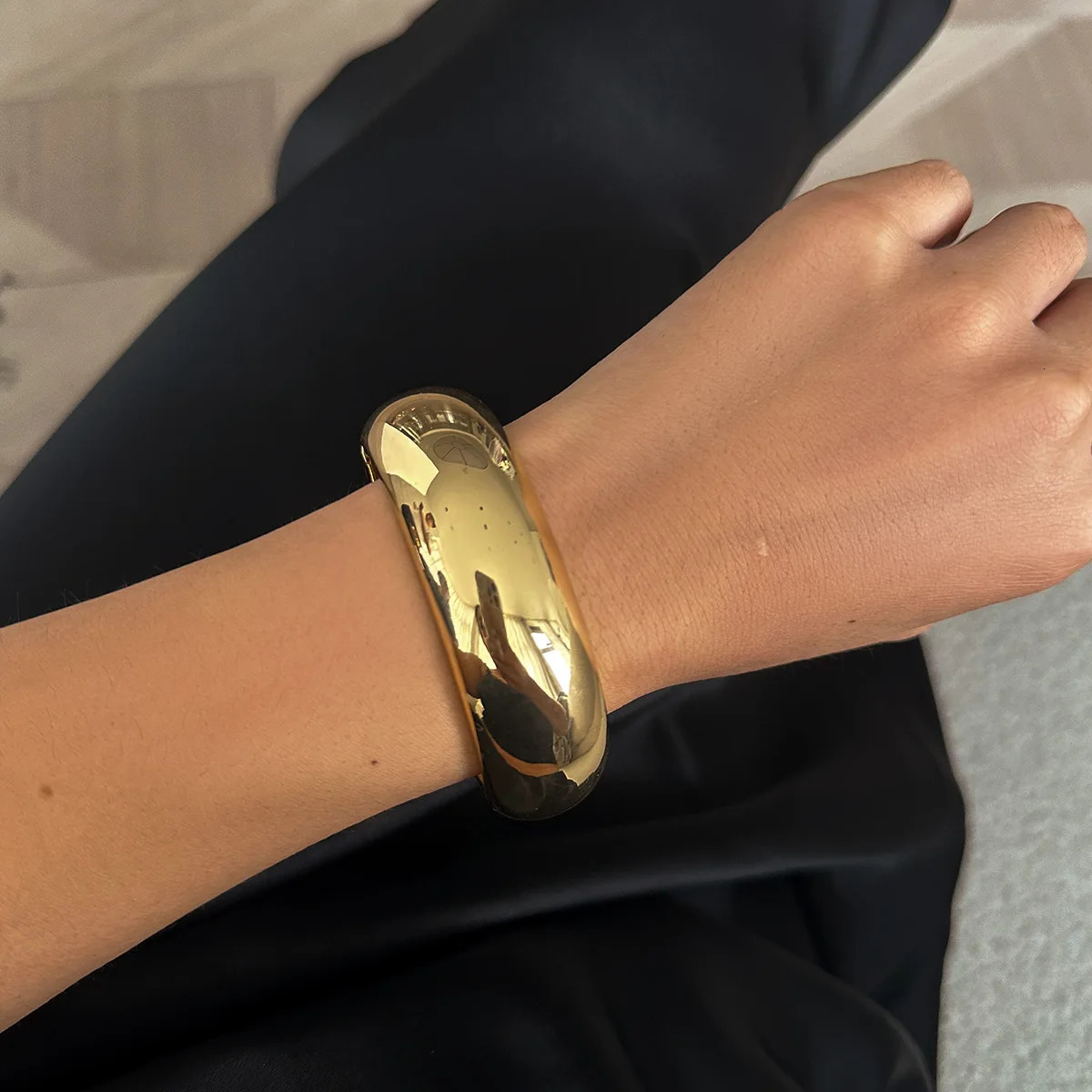 DIEZI Different Style Punk Cuff Bangles Bracelets Exaggerated Gold Silver Color Metal Geometric Wide Spring Bangles Women Men 250227