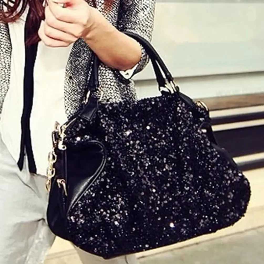 New Arrival New Womens PU Leather Ladies Shoulder Crossbody Bags Sequined Patent Leather Hobo Bag Casual Wild Top-Handle Bags Pillow Bag T250227
