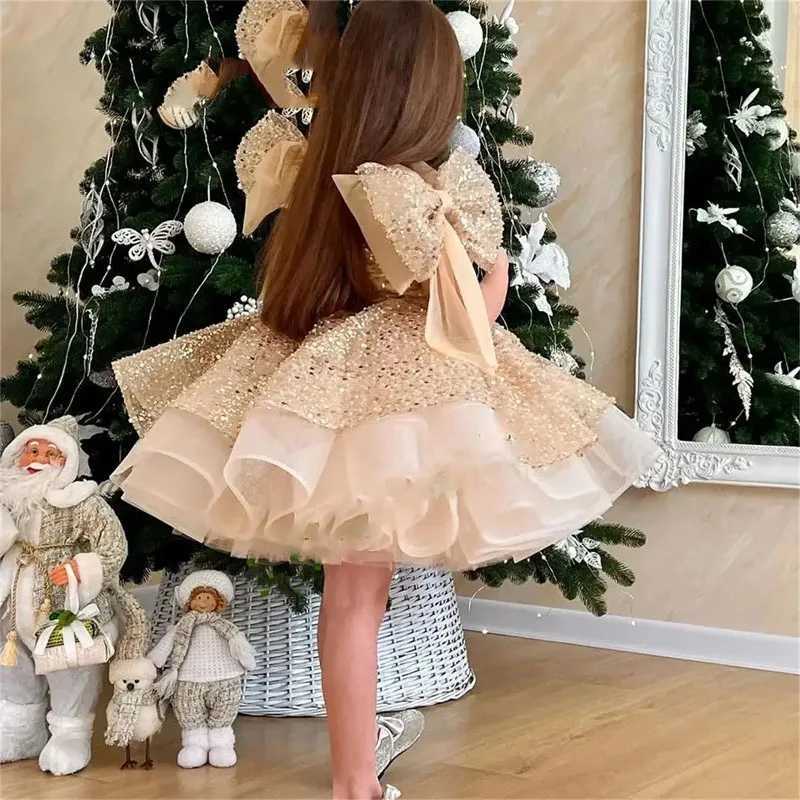 Girl's Dresses Gorgeous and elegant social streaming new year dress girl wedding evening dress bowlla and fluffy ball clothing white wedding dr Y