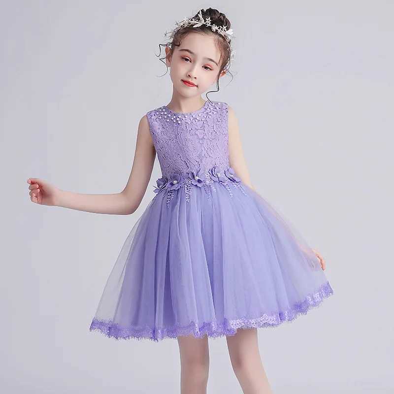 Girl's Dresses Flower Girl Dresses for Kids Weddings Party Princess Bridesmaid Birthday Lace Bow Appliques Teens Children Birthday Ball Gowns Y25
