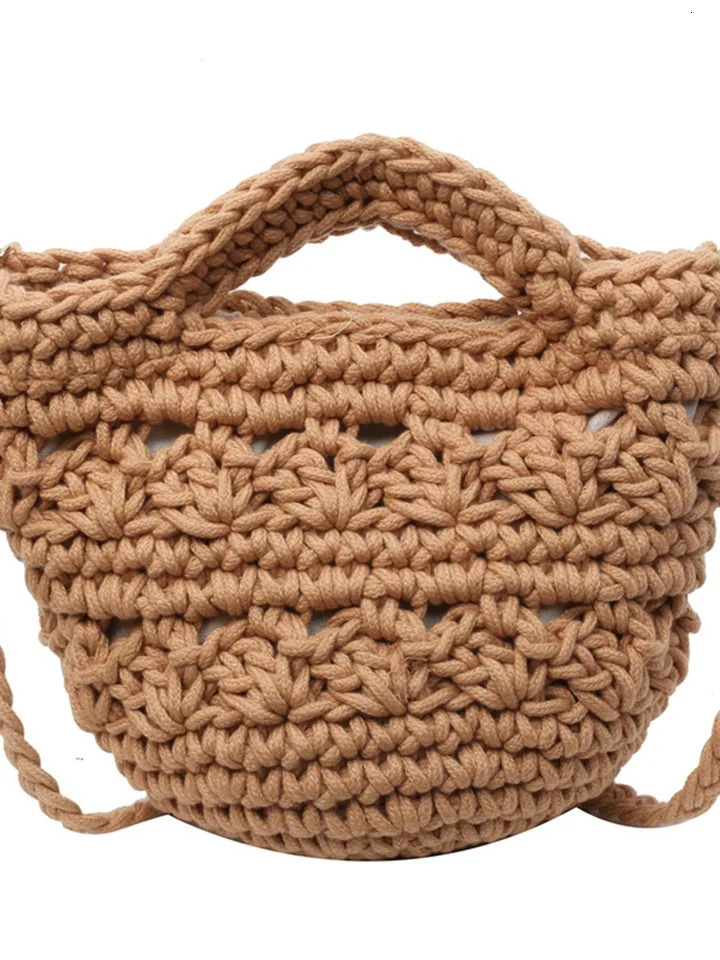 Ship from US Womens straw cross body bag Versatile Hollowed out Vacation Thailand beach 250227FBB