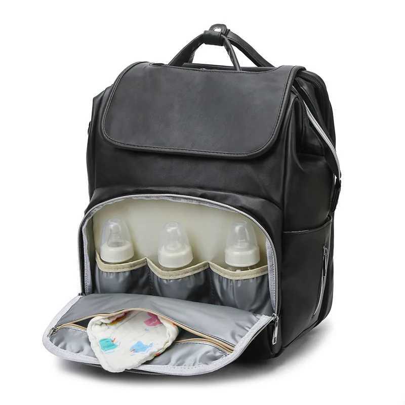 Diaper Bags Multi Functional Mommy Bag PU Leather Diaper Bag Backpack Unisex Baby with Changing Mat Large Capacity Travel Diaper Backpack Y250227KWTV