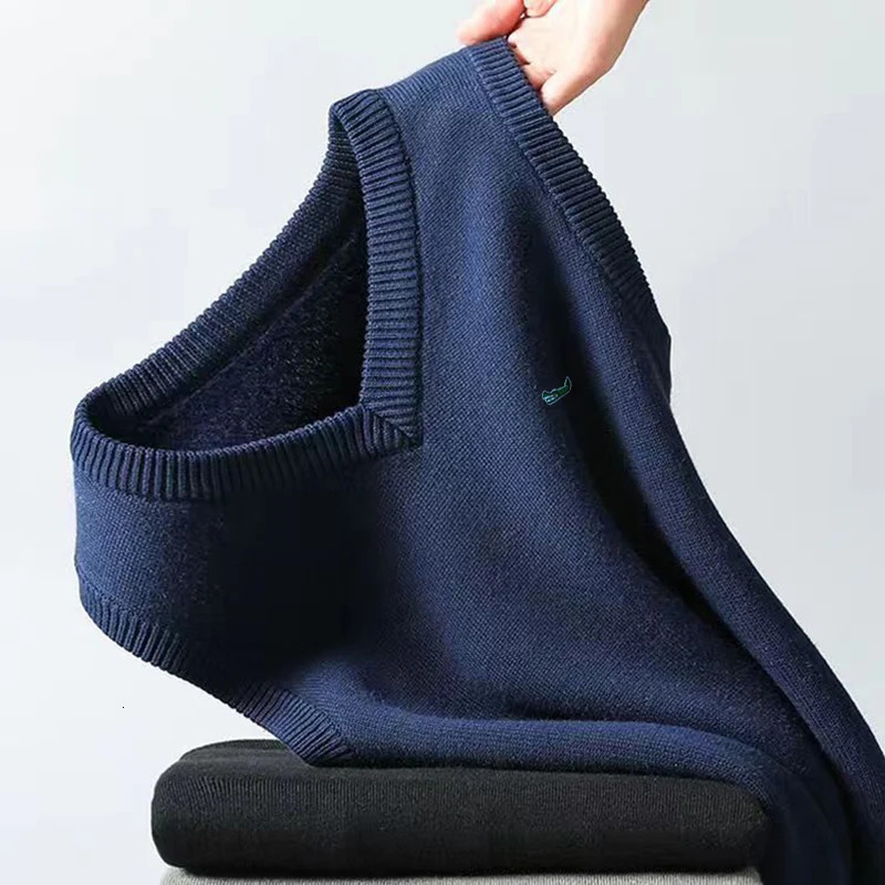Cashmere Cotton Mens Pullover Vneck Solid Color Sweater Vests Autumn Winter Casual Wool For Men M5XL 250225