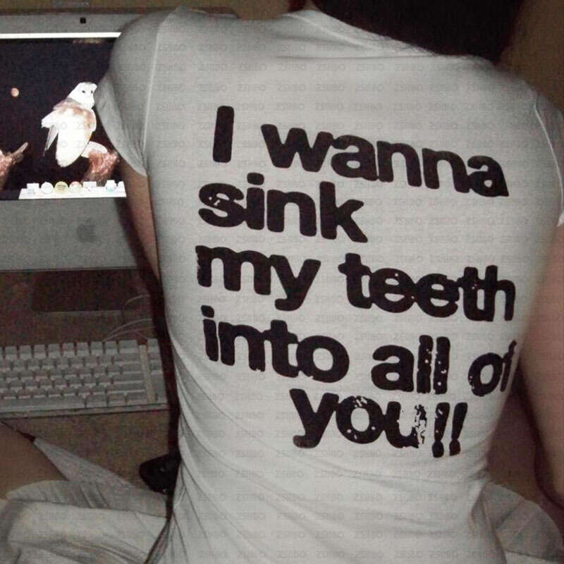 New spring summer personalized street casual sexy slim fit letter print black white versatile short sleeved T-shirt for men and women