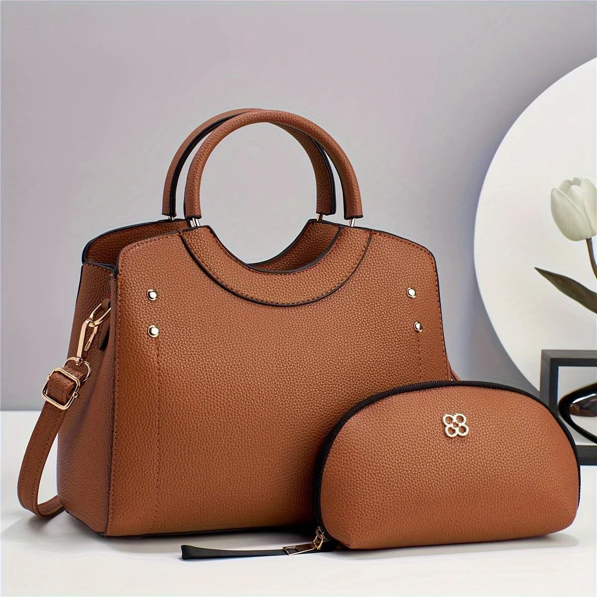 Ship from US Elegant Shoulder Bag Stylish Clutch Zipper Closure Timeless Solid Color n Perfect for the Modern Woman 250227FBB