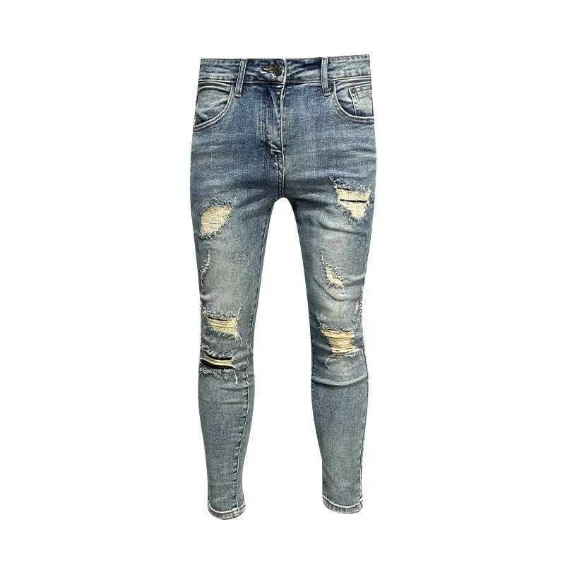 New Arrival 2024 European Style Boyfriend Designer Mens Slim Casual Washed Jeans Luxury Denim Jeans Pants Full Length Trousers X250227