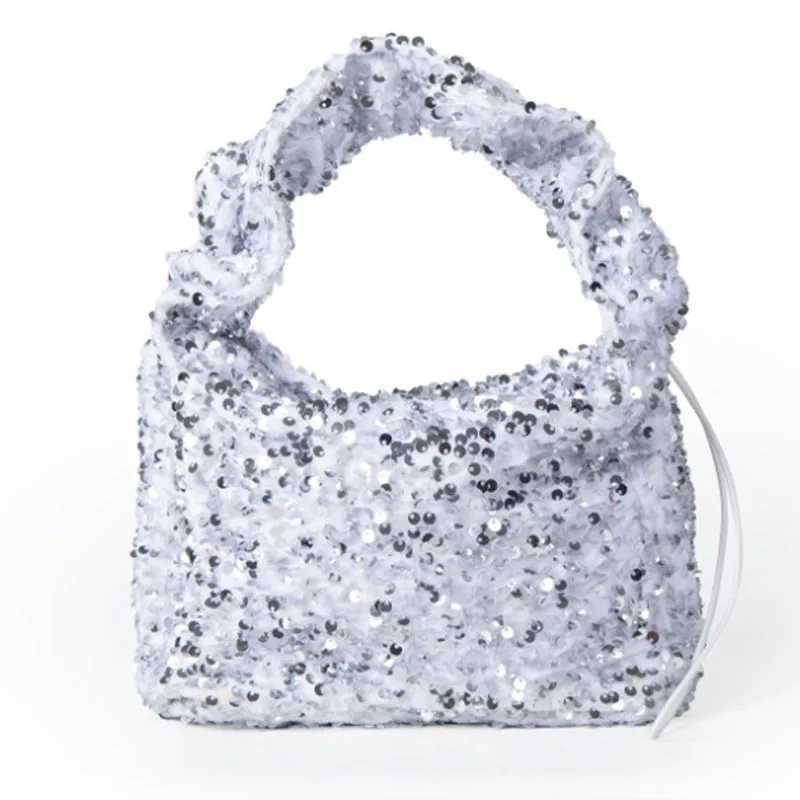 New Arrival Green sequin bead bottom bag fashionable portable bucket bag shiny shoulder bag womens handbag T250227