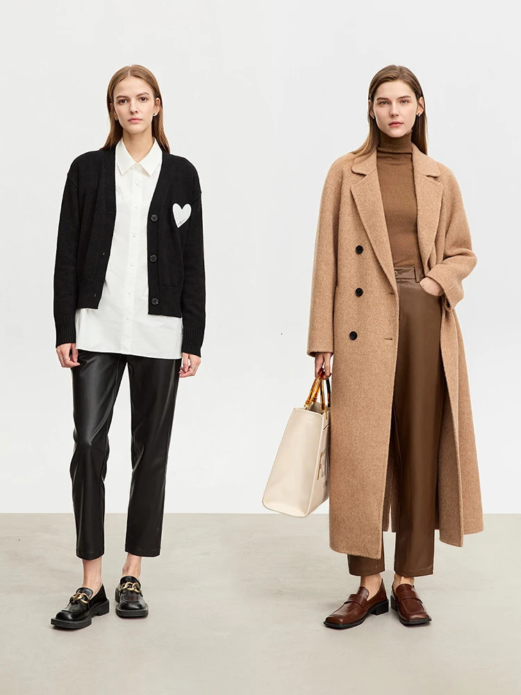 AMII Minimalist Ankle strength Casual Womens Pants Winter PU Leather Straight Fashion Solid Trousers 12345138 250227