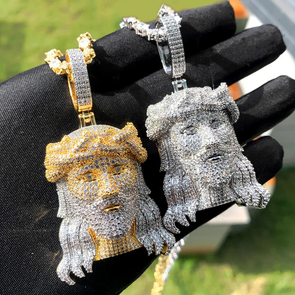 Two Tone Rose Gold Color Hip Hop Jesus Christ Head Pendant Micro Pave 5A Cubic Zirconia CZ Iced Out Men Fashion Jewelry 250227