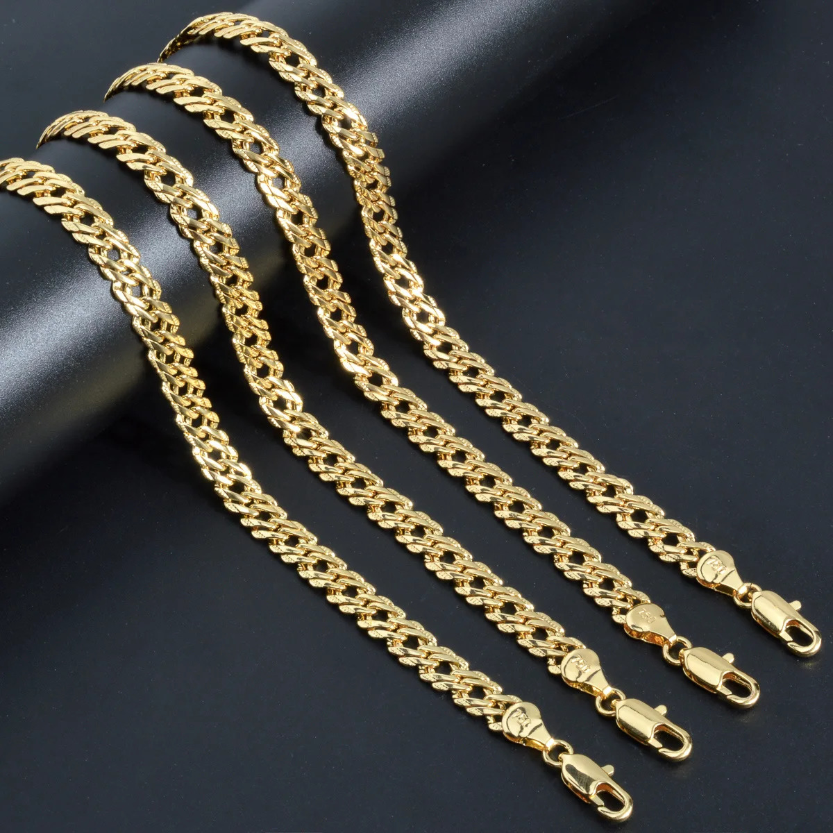 Hiphop Punk Curb Cuban Men Chains Gold Color Italian Copper Necklace Fashion Wedding Party Jewelry Accessories 250227