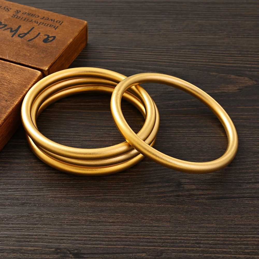 65mm Gold Color Bangle Bracelet Africa Arab Assemble Wholesale Fashion Abrasive Blasting Woman Men Nicely Jewelry Gift 250227