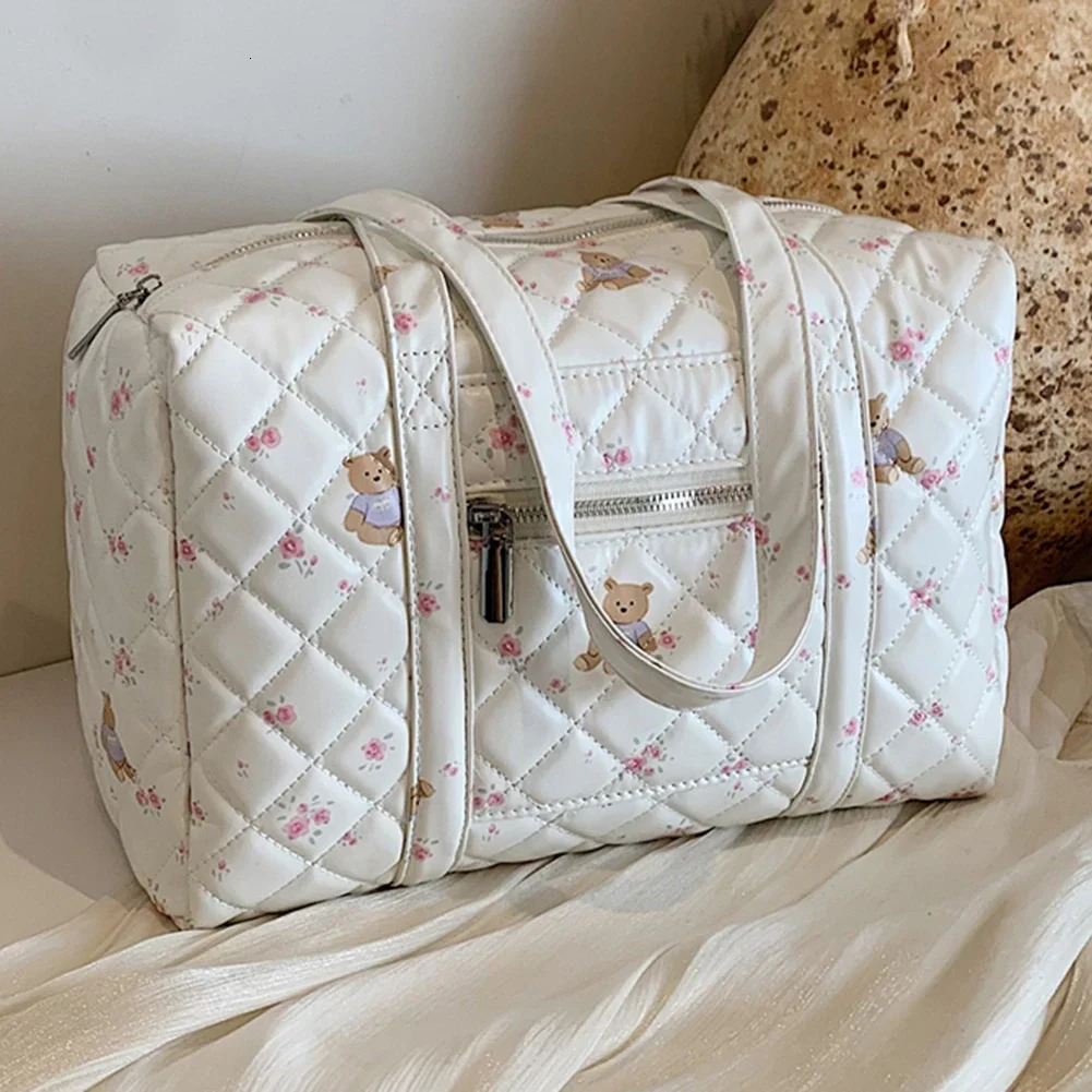 Ship from US Women Cute Baby Diaper Bag Large Capacity Quilted Nappy Adjustable Strap Maternity Female Outdoor Daily 250227FBB