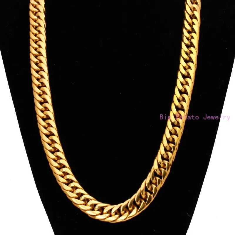 Heavy 16/20mm Gold Color Cuban Curb Link Chain Stainless Steel Necklace Mens Gift Custom Size 7-40inch 250227