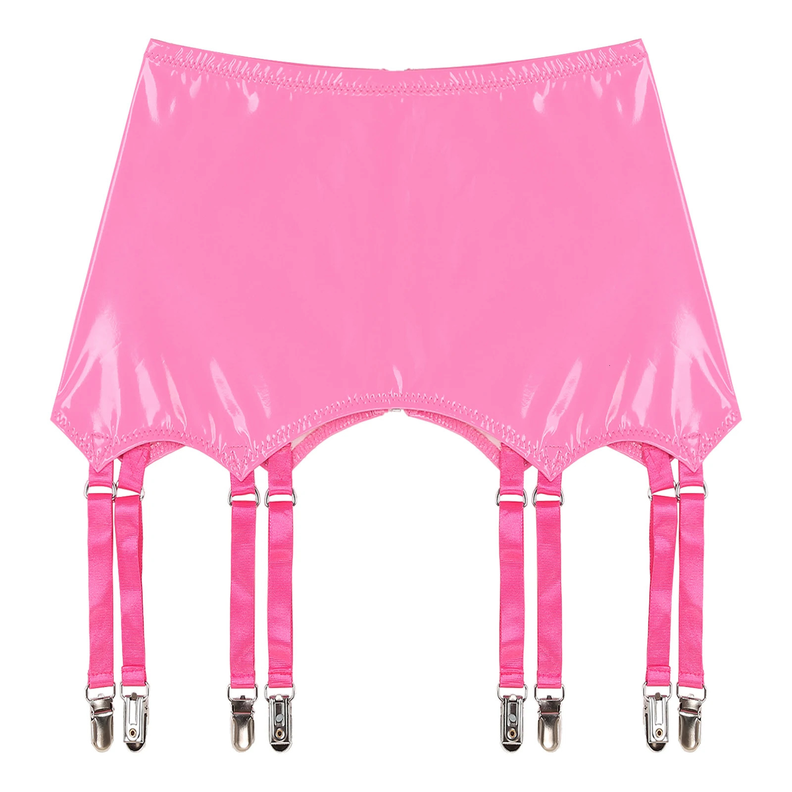 Womens Patent Leather Garters with Metal Clips for Stockings Underwear Lingerie Punk Gothic Clubwear Intimates Accessories 250227