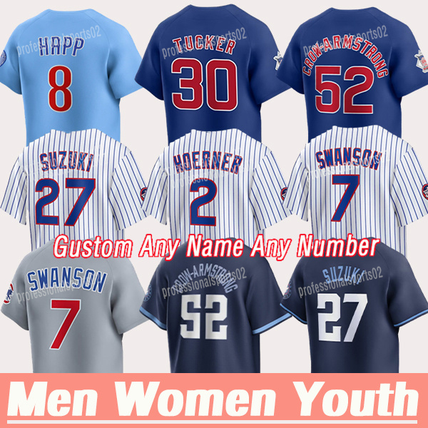 #7 Dansby Swanson Jersey #4 Crow-Armstrong ChiIcago Cubs Jersey Seiya Suzuki Ian Happ Shota Imanaga Kyle Tucker Cody Bellinger Justin Steele Hoerner Baseball Jerseys