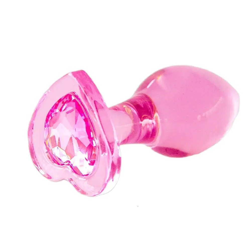 Heart Gem Anal Plug Exquisite Pink Crystal Glass Adult Masturbation Products Prostate Massager Erotic Toys For Couple Lesbian 250227