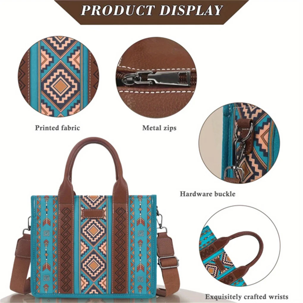 Ship from US 4PCSSET Womens Purse Tote Retro Work Satchel Lightweight Boho Shoulder Bag 250227FBB