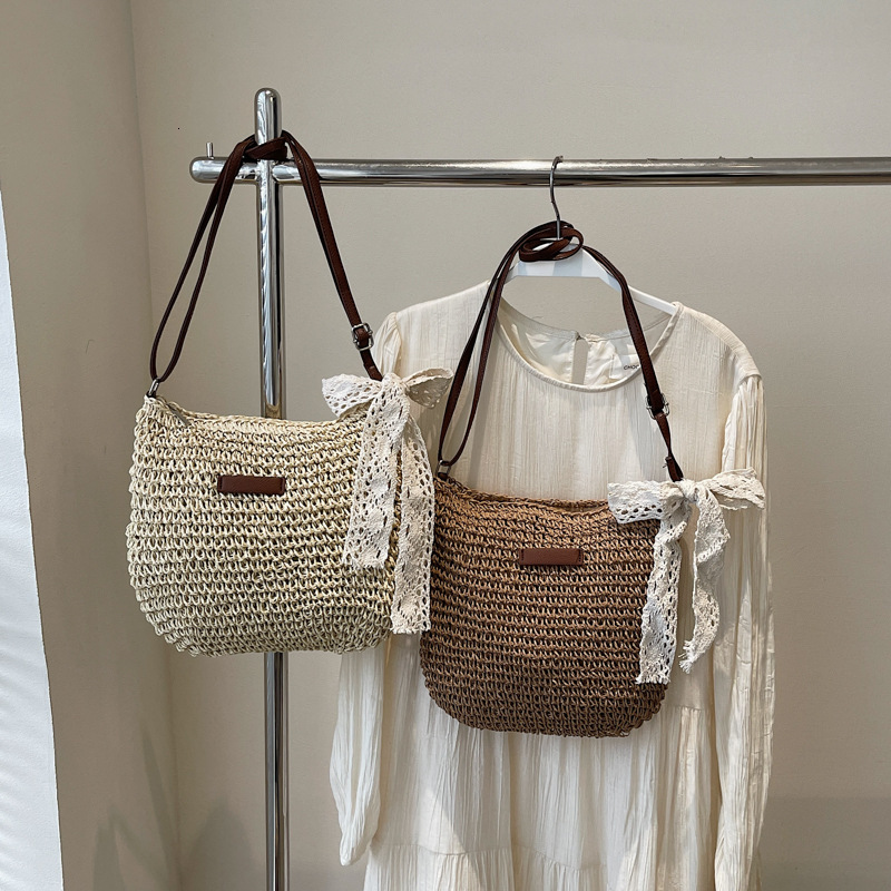 Crossbody straw woven for women, large capacity 2025 new summer versatile bucket bag, vacation beach bag #swissmilitary