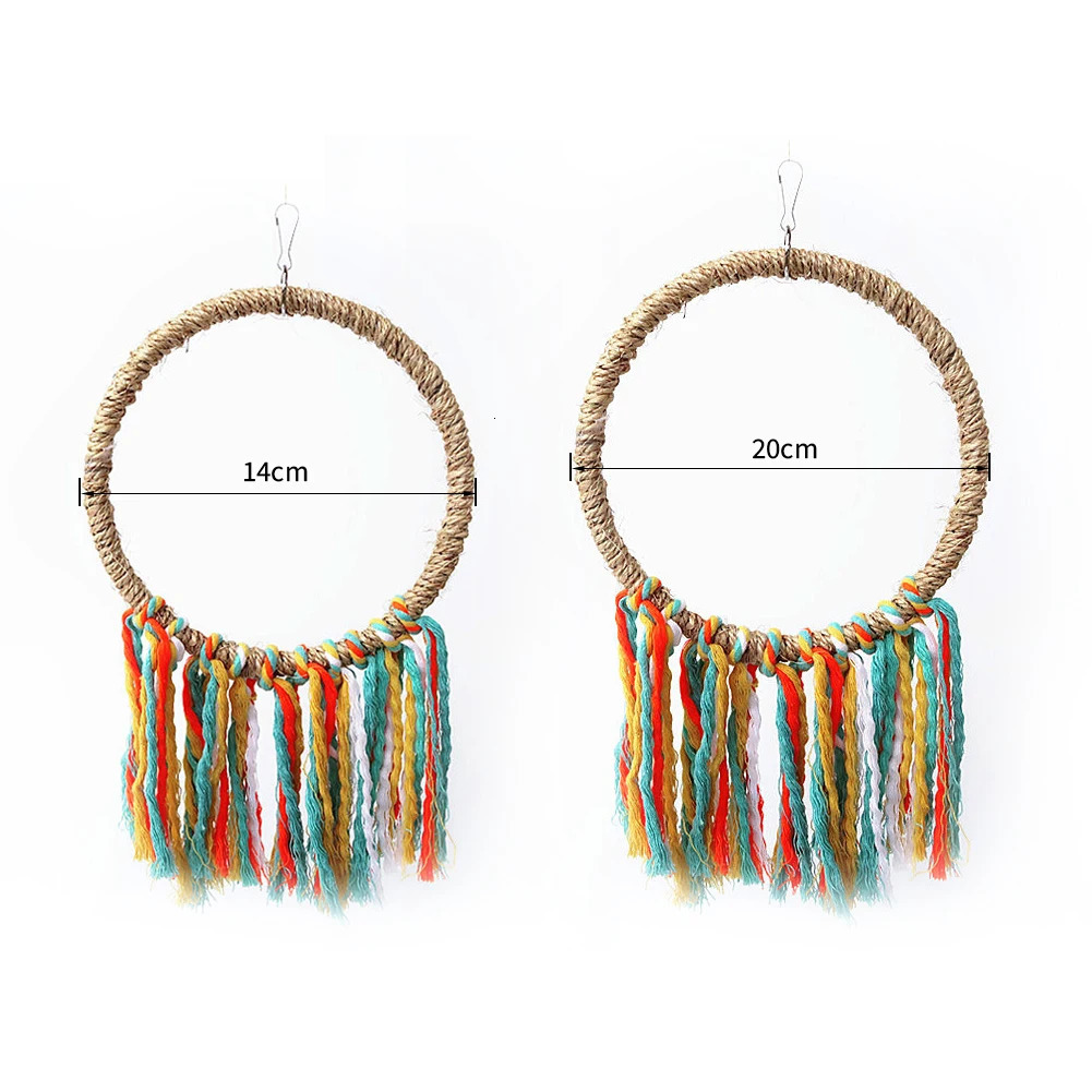 Pet Bird Parrot Toy Cotton Rope Circle Toys Chewing Bite Parrot Perch Hanging Cage Swing Rope Ring Stand Climb Toy Bird Supplies 250226