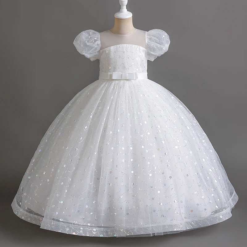 Girl's Dresses Girls court style in French puffle-sleeve dress mesh Shag skirt Sweet Princess flower child performance #r155 Y250227EB9K