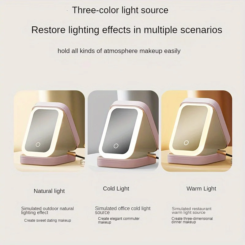 Ship from US Travel makeup bag with LED lights mirror large capacity box portable travel Acce 250227FBB