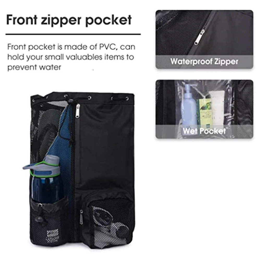 Ship from US Shoulder Soccer Ball Backpacks Drawstring Beach Storage with Wet Pockets Lightweight Comfortable for Outdoor Sports 250227FBB