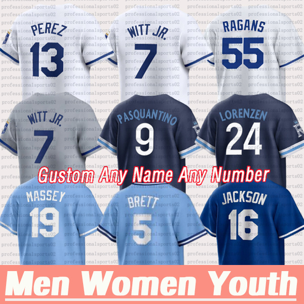 #7 Bobby Witt Jr. Jersey #13 Salvador Perez Jersey Vinnie Pasquantino City KC Royals Jerseys Cole Ragans MJ Melendez Jonathan India Bo Jackson Custom Baseball Jerseys